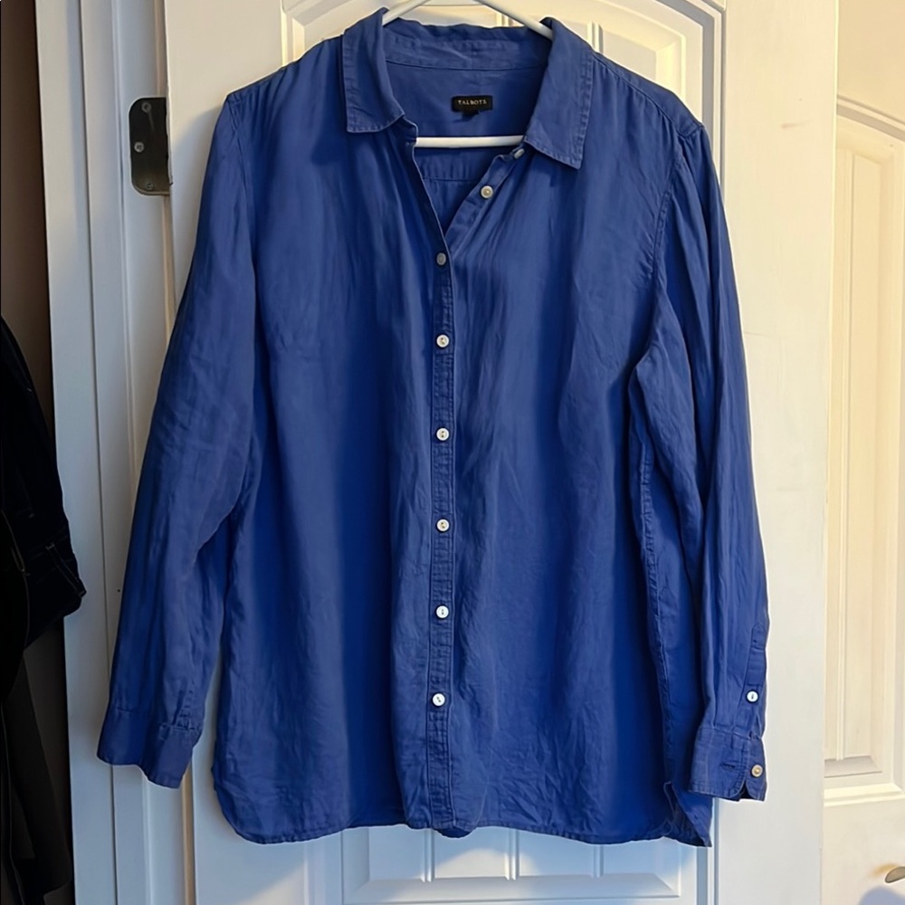 Talbots Women's Blue Linen Shirt
